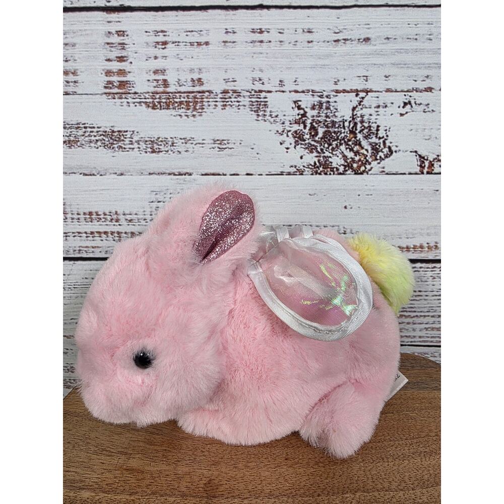 FAO Schwarz Pink Sparklers Bunny with Fairy Wings Plush 7" Soft Stuffed Toy